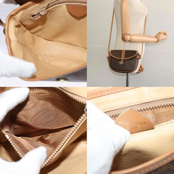 CELINE Macadam Canvas Shoulder Bag PVC Leather Brown Gold Auth sw330 - Picture 16 of 16